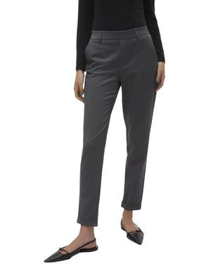 Vero Moda Grey Polyester Casual Trousers - Black