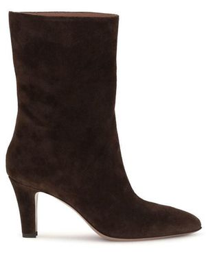 Paris Texas Brown Suede Leather Ankle Boots - Black