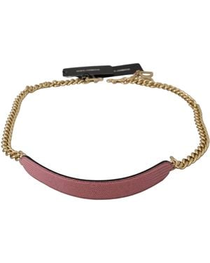 Dolce & Gabbana Pink Leather Gold Chain Accessory Shoulder Strap