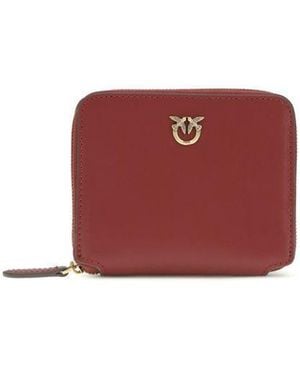 Pinko Bordeaux Calf Leather Bos Taurus Wallet - Red