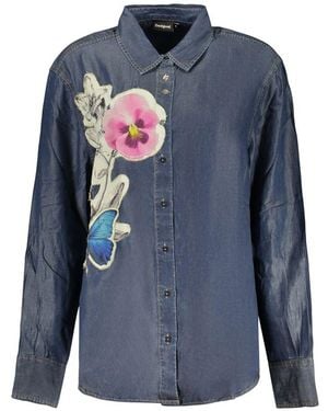 Desigual Blue Lyocell S Shirt