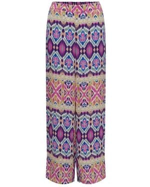 ONLY Wide Leg Ikat Print Trousers - Purple