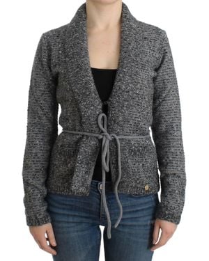 Roberto Cavalli Grey Wool Knitted Cardigan - Black