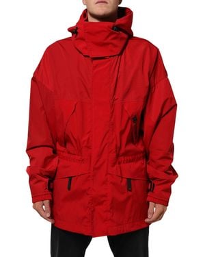 Dolce & Gabbana Nylon Hooded Full Zip Parka Jacket Clothing - Red