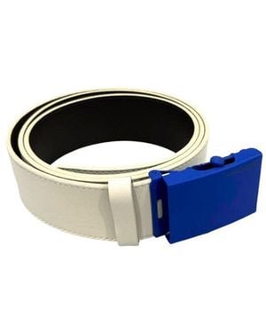 Borbonese White Leather Men Belt - Blue