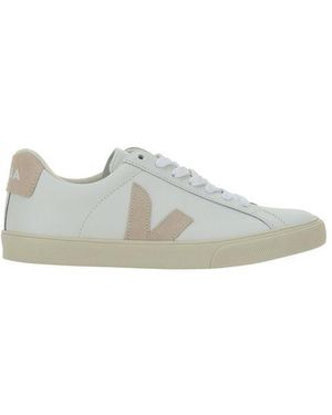Veja White Calf Leather Bos Taurus Low Top Trainers - Multicolour