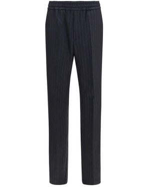 Versace Black Wool Oves Aries Dress Pants - Blue