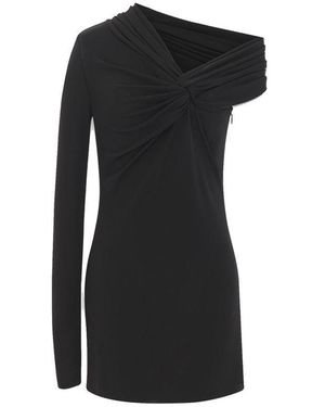 Saint Laurent Chic Asymmetric Neckline Mini Dress - Black
