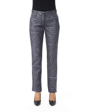 Byblos Chic Croc Print Pants With Pockets - Blue