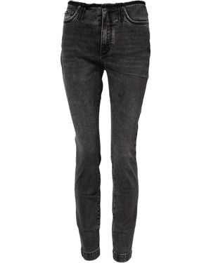 Dolce & Gabbana Grey Skinny Cotton Mid Waisted Denim Jeans - Black