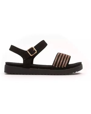 Péché Originel Gold Textile Sandal - Black