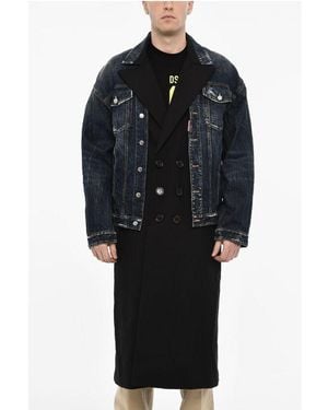 DSquared² Double Layer Double Breasted Coat - Black