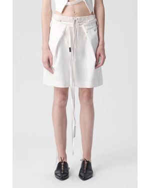Ann Demeulemeester Jess Pleated Shorts Cotton Twill - White