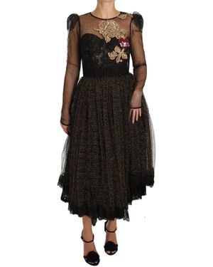 Dolce & Gabbana Crystal Heart A-Line Dress - Black