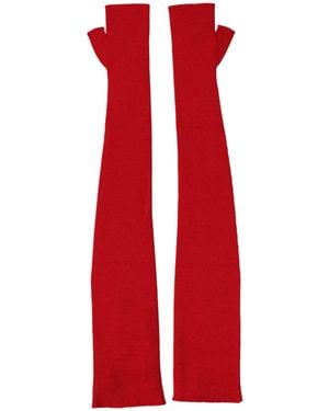 Dolce & Gabbana Red Wool Knitted Fingerless Elbow One Length Gloves