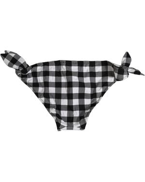 Dolce & Gabbana Chequered Beachwear Bikini Bottom And Nylon Elastane Clothing - Black