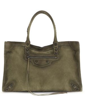 Balenciaga Bicolour Calf Leather Bos Taurus Shoulder Bag - Green