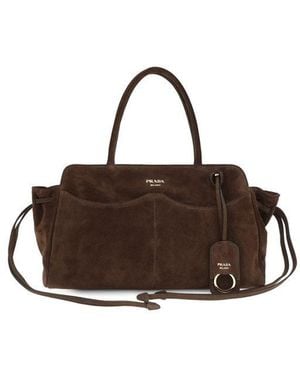 Prada Brown Suede Leather Shoulder Bag