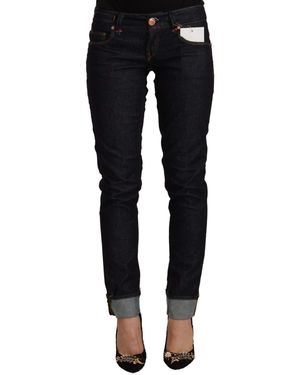 Acht Black Cotton Low Waist Slim Fit Denim Jeans