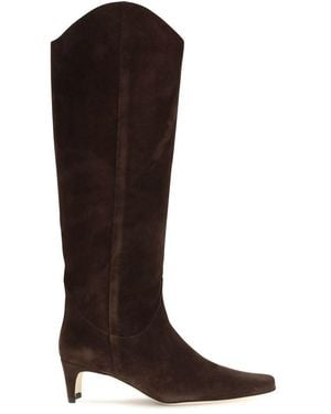 STAUD Brown Calf Leather Bos Taurus High Heel Boots