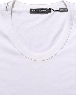 Dolce & Gabbana White Cotton Short Sleeve Round Neck T