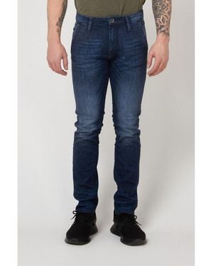 Gas Blue Cotton Slim Fit Jeans