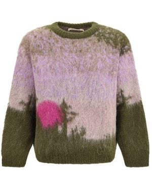 BAZISZT Multicolor Alpaca Vicugna Pacos Sweatshirt - Green