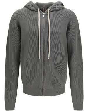 Rick Owens Bicolor Wool Oves Aries Hoodie - Gray