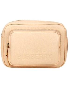 Burberry Small Branded Peach Grainy Leather Camera Crossbody Bag - Black