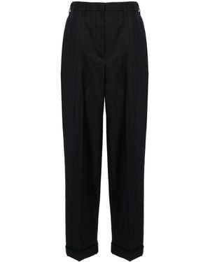 Miu Miu High-Waisted Pinstripe Tailored Trousers - Black