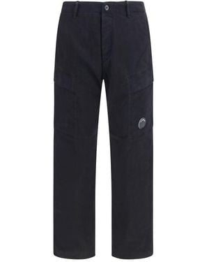 C.P. Company Black Cotton Cargo Trousers - Blue