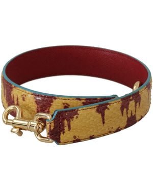 Dolce & Gabbana Yellow Red Leather Gold Tone Shoulder Strap