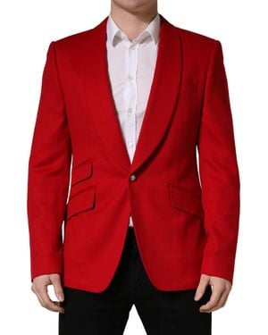Dolce & Gabbana Red Cashmere Single Breasted Jacket Blazer