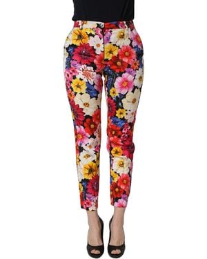 Dolce & Gabbana Multicolour Floral Print Tapered Trouser Trousers