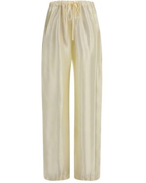 KHAITE Beige Viscose Casual Trousers - Natural