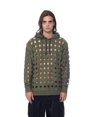 Nicolo Tonetto Army Perforated Cotton Hoodie - Multicolour