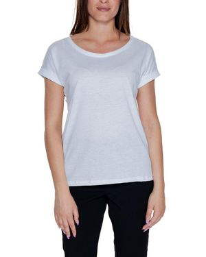 VILA CLOTHES White Cotton T - Blue