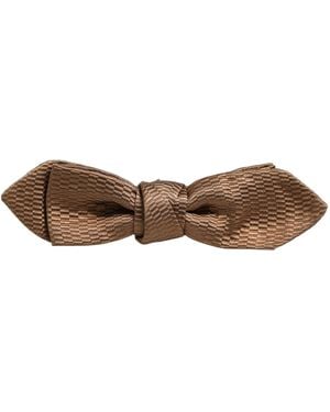 Dolce & Gabbana Silk Adjustable Neck Papillon Bow Tie - Brown