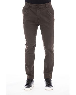 Peserico Brown Cotton Men Pant - Grey