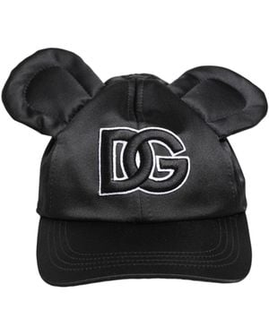 Dolce & Gabbana Men Black Velvet Animal Ears Baseball Cap Hat