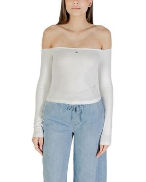 Tommy Hilfiger Cream Recycled Cotton Long Sleeve T - Blue