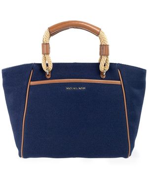 Michael Kors Talia Small Cotton Canvas Tote Crossbody Purse - Blue
