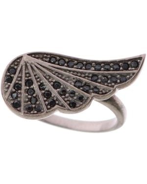 Nialaya Silver S Black Cz Rhodium 925 Ring - Gray