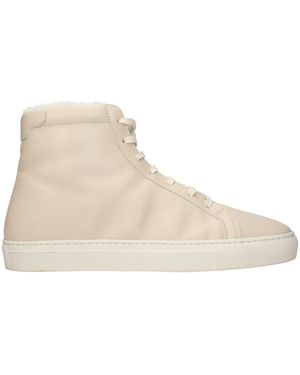 Eleventy Beige Leather Ankle Boots - Natural