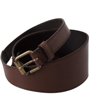 Plein Sud Brown Leather Gold Metal Buckle Belt