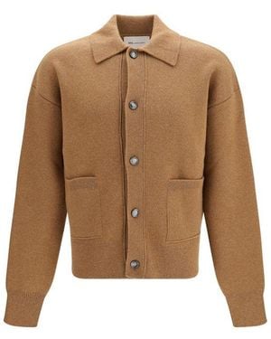 Ami Paris Brown Wool Oves Aries Cardigan - Natural
