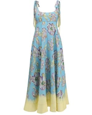 ALÉMAIS Multicolor Linen Casual Dress - Blue
