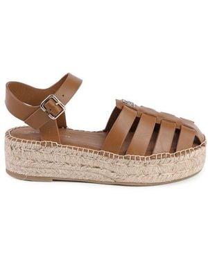 Tommy Hilfiger Leather Platform Sandals - Brown