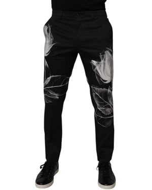 Dolce & Gabbana Floral Print Tailored Trousers - Black