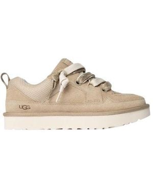 UGG Beige Suede Leather Chunky Sneakers - Multicolor